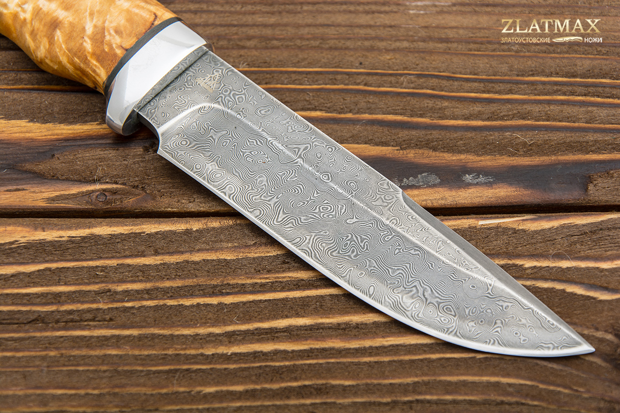Нож Путный (Дамаск ZDI-1016, Карельская берёза, Алюминий)