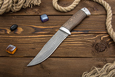 Нож Таежный-1 (Дамаск ZDI-1016, Стабилизированный бук, Алюминий)