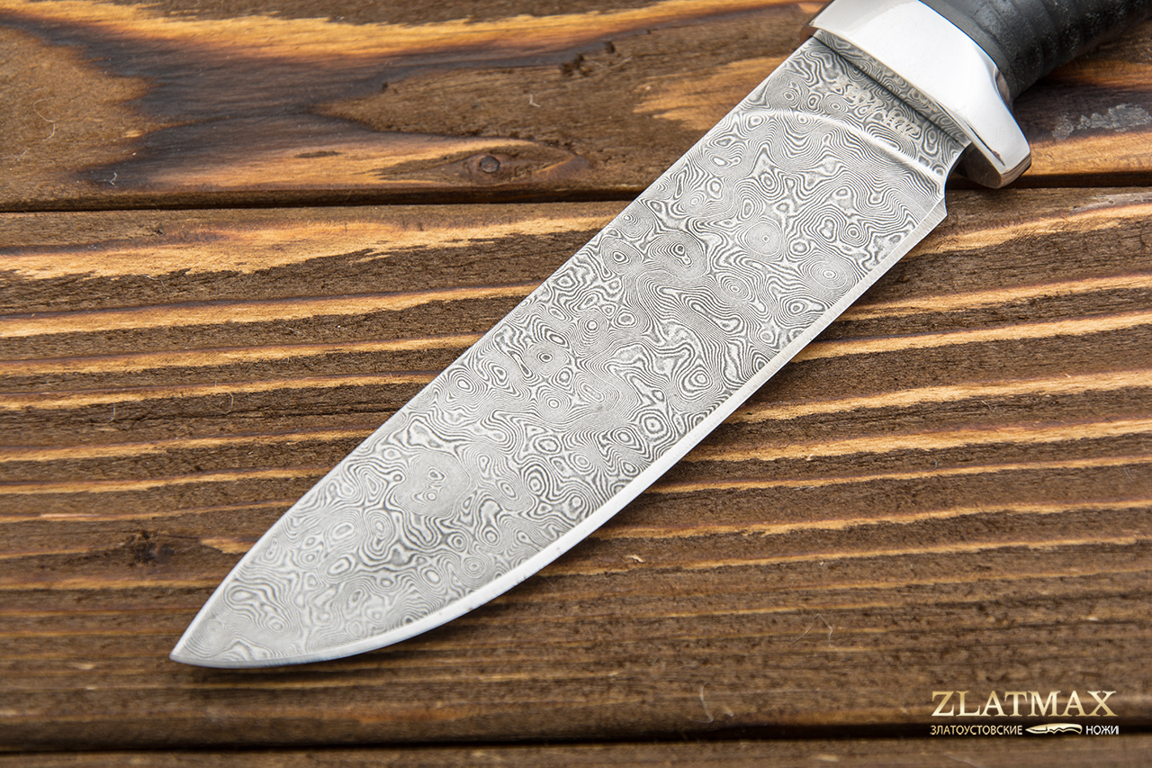 Нож Ворон (Дамаск ZDI-1016, Наборная кожа, Алюминий)
