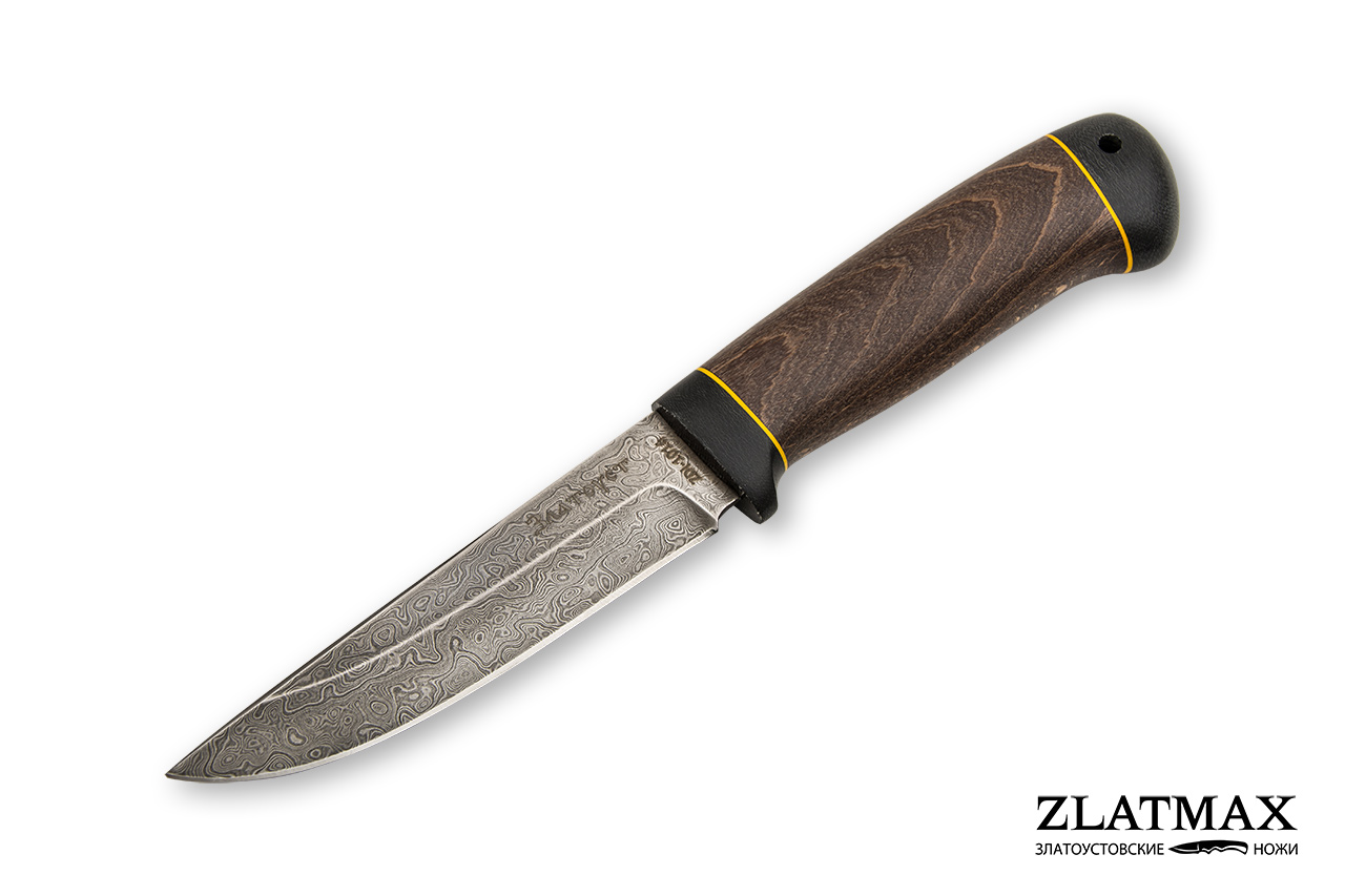 Нож Пустельга 2 (Дамаск ZDI-1016, Стабилизированный бук, Текстолит) фото-01