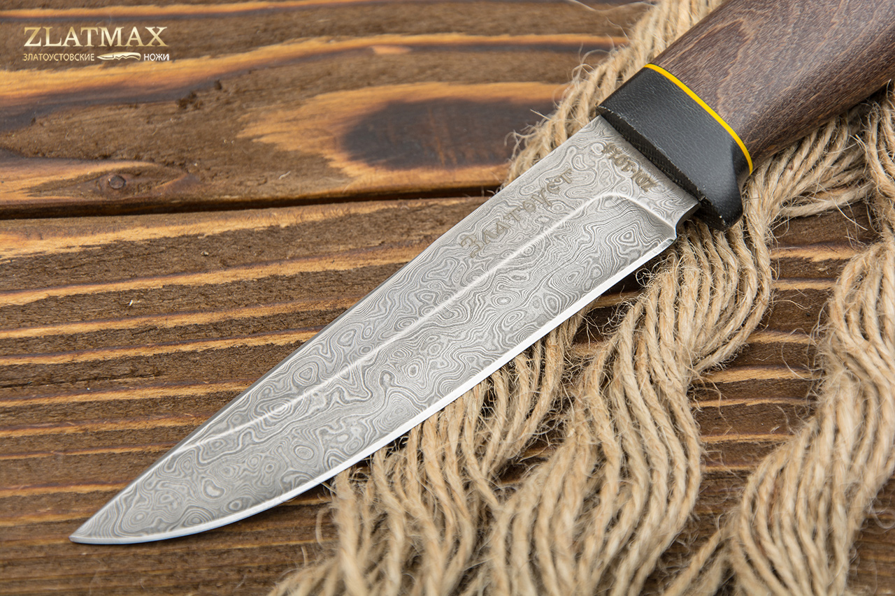 Нож Пустельга 2 (Дамаск ZDI-1016, Стабилизированный бук, Текстолит)