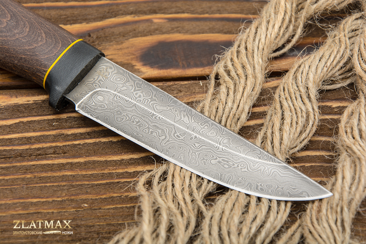 Нож Пустельга 2 (Дамаск ZDI-1016, Стабилизированный бук, Текстолит)