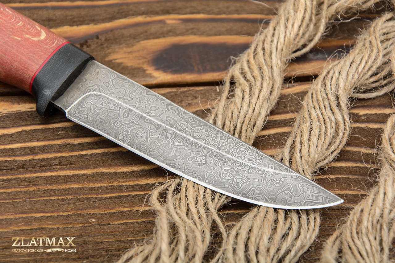 Нож Пустельга 2 (Дамаск ZDI-1016, Стабилизированная древесина, Текстолит)