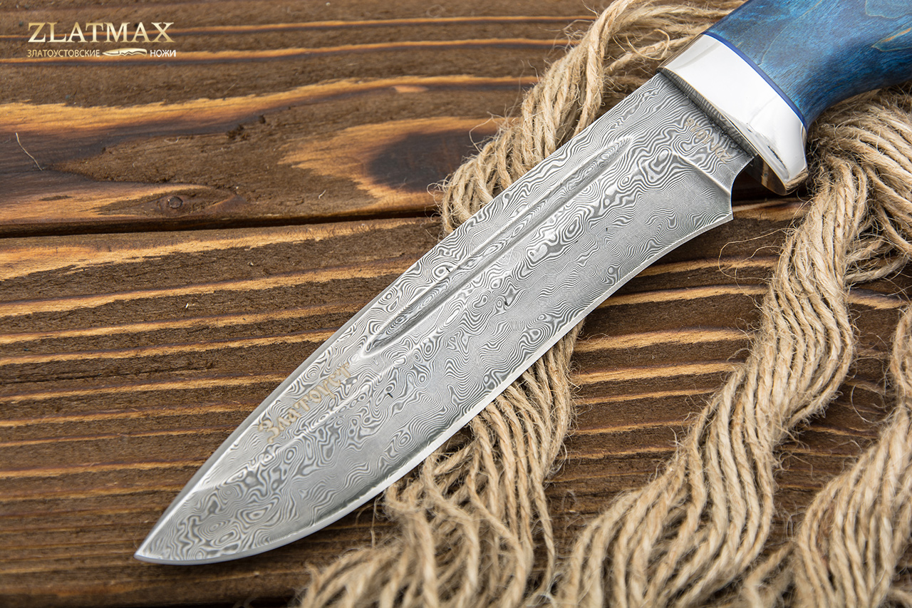 Нож Кондор-2 (Дамаск ZDI-1016, Стабилизированный бук, Алюминий)