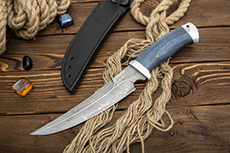 Нож Гюрза (Дамаск ZDI-1016, Стабилизированный бук, Алюминий)