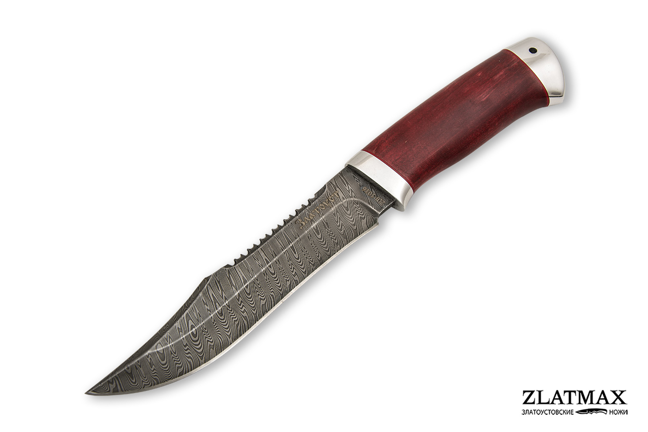 Нож Акела (Дамаск ZDI-1016, Стабилизированная древесина, Алюминий) фото-01