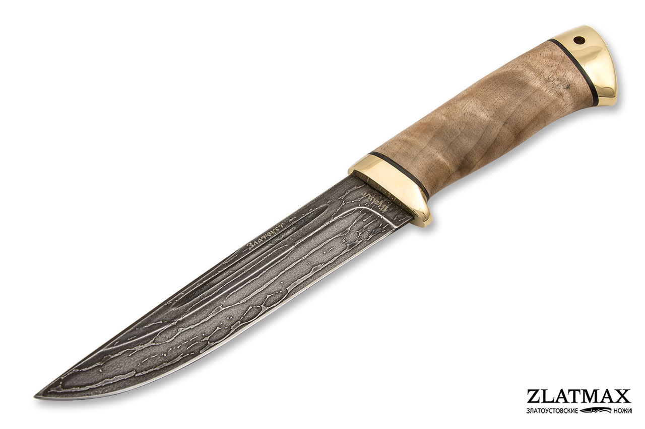 Нож Куница (Литой булат, Берёзовый кап, Латунь)