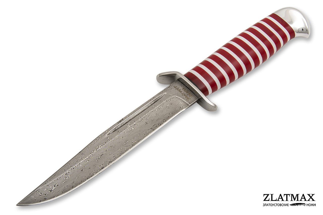 Нож Воин Спецназ (Дамаск ZDI-1016, Оргстекло, Нержавеющая сталь, Алюминий)