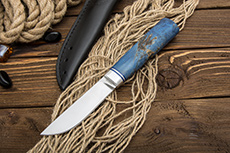 Нож Якут малый (95Х18, Стабилизированная карельская береза, Алюминий)