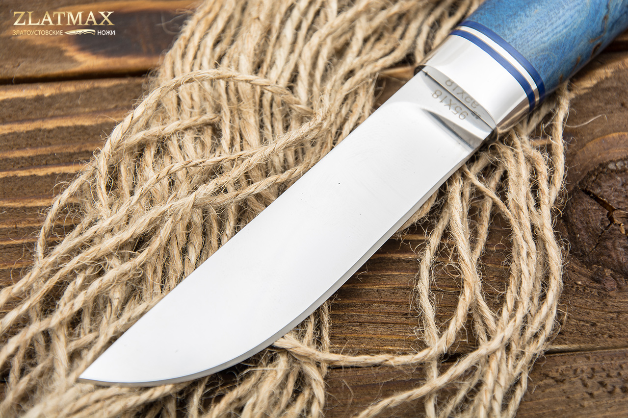 Нож Якут малый (95Х18, Стабилизированная карельская береза, Алюминий)