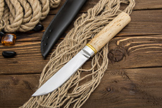 Нож Якут большой (95Х18, Карельская берёза, Алюминий)