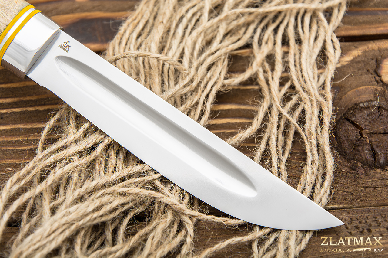 Нож Якут большой (95Х18, Карельская берёза, Алюминий)