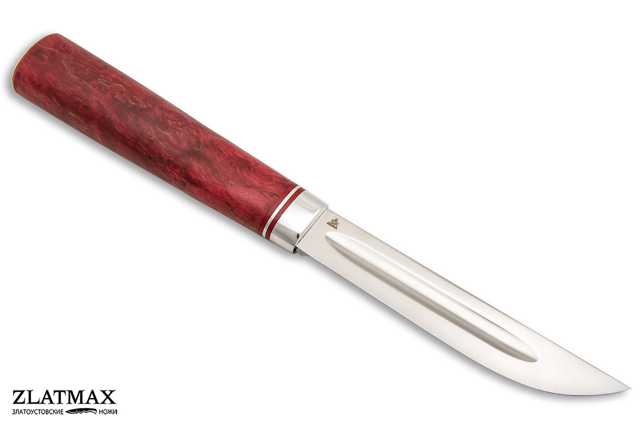 Нож Якут большой (95Х18, Стабилизированная карельская береза, Алюминий)