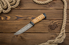 Нож Куница-2 (Литой булат, Наборная береста, Текстолит)
