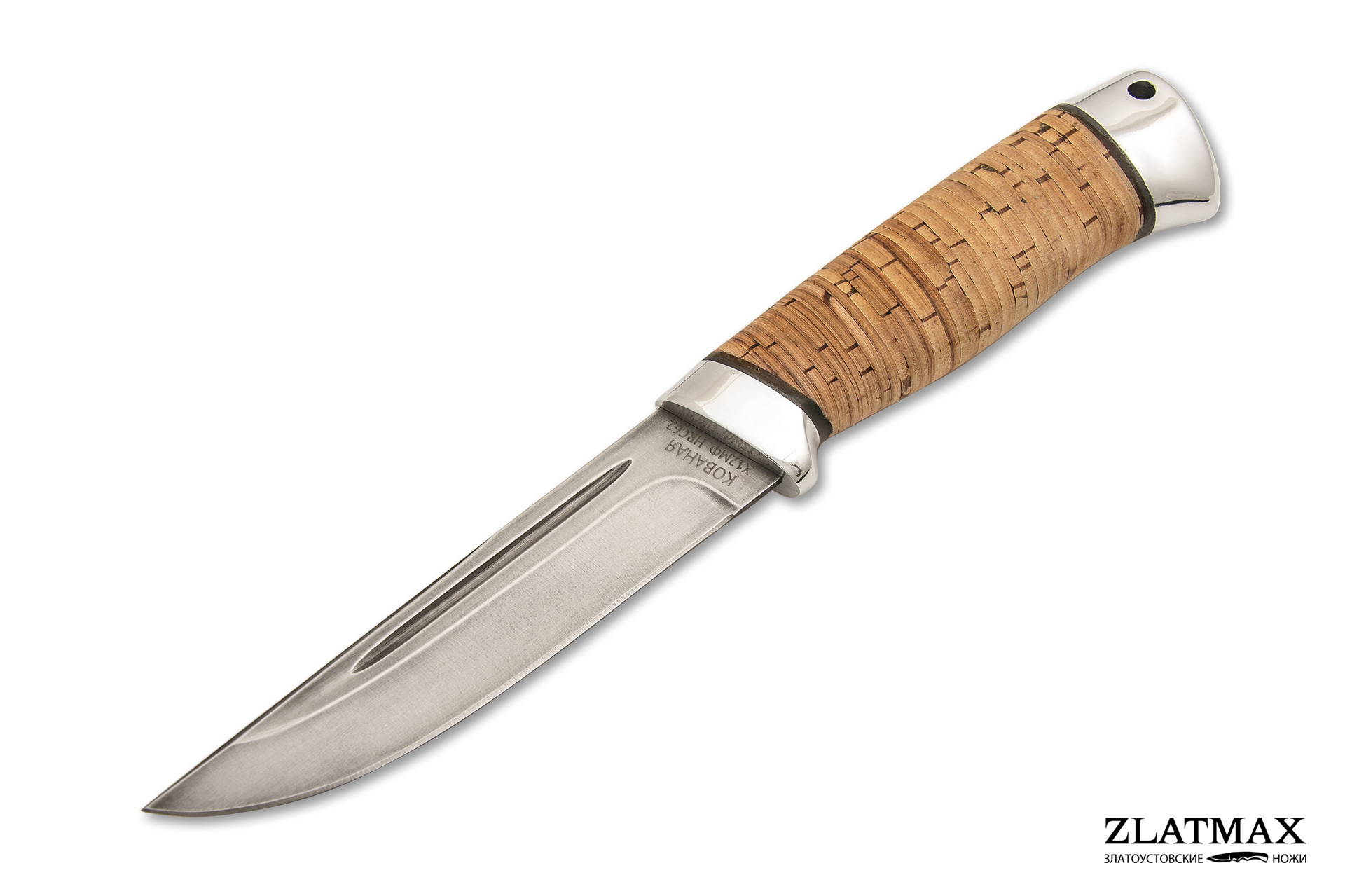 Нож Куница-2 (Х12МФ, Наборная береста, Алюминий)