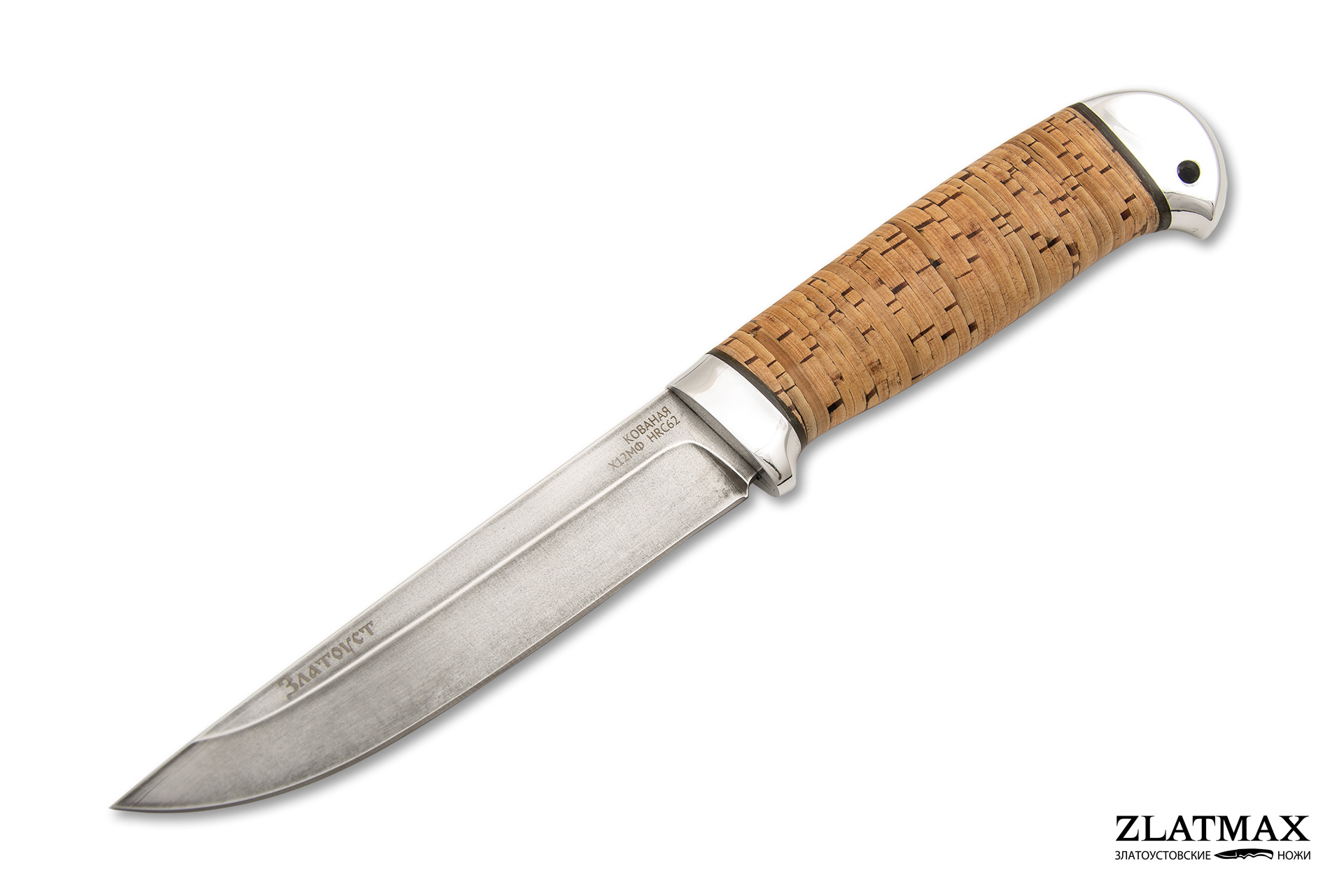 Нож Лесной (Х12МФ, Наборная береста, Алюминий) фото-01