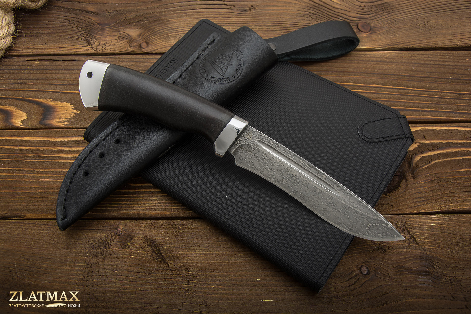 Нож Кондор-2 (Х12МФ, Граб, Алюминий, Авторское травление)
