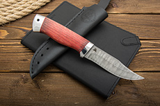 Нож Таежный малый (Дамаск ZDI-1016, Стабилизированная древесина, Алюминий)