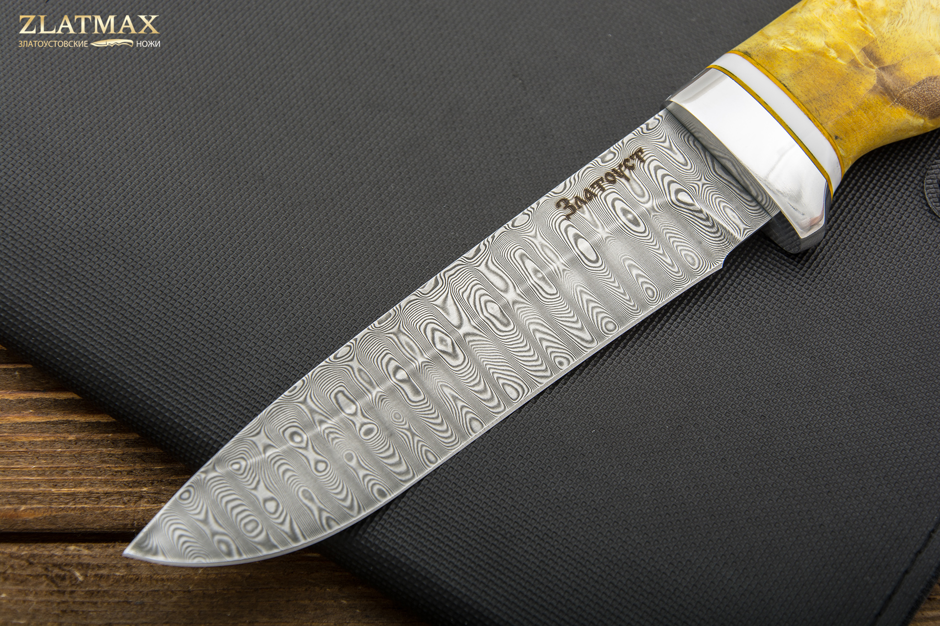 Нож Дуплет 2 (Дамаск ZDI-1016, Стабилизированный бук, Алюминий)