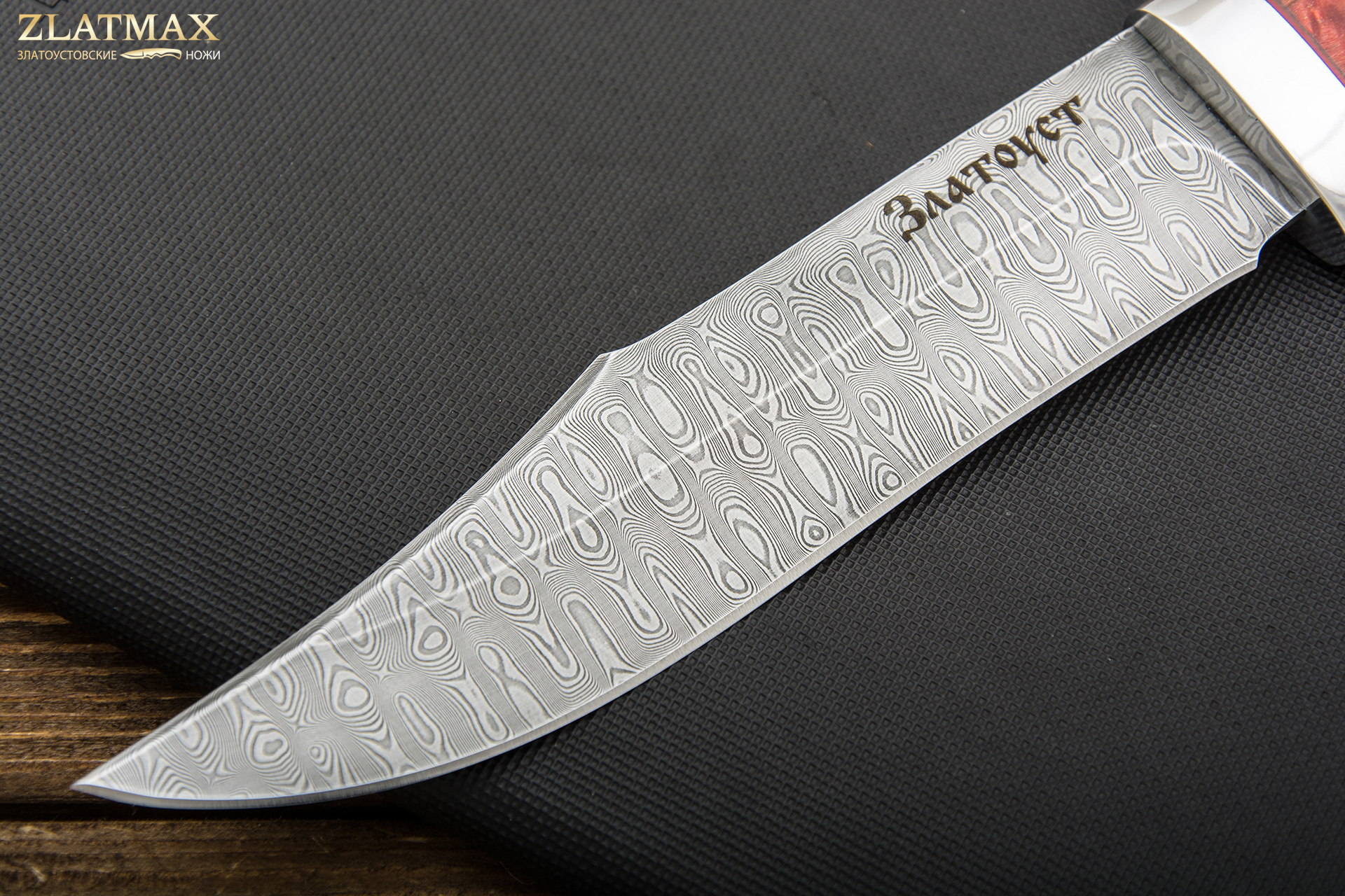 Нож Койот (Дамаск ZDI-1016, Стабилизированный бук, Алюминий)