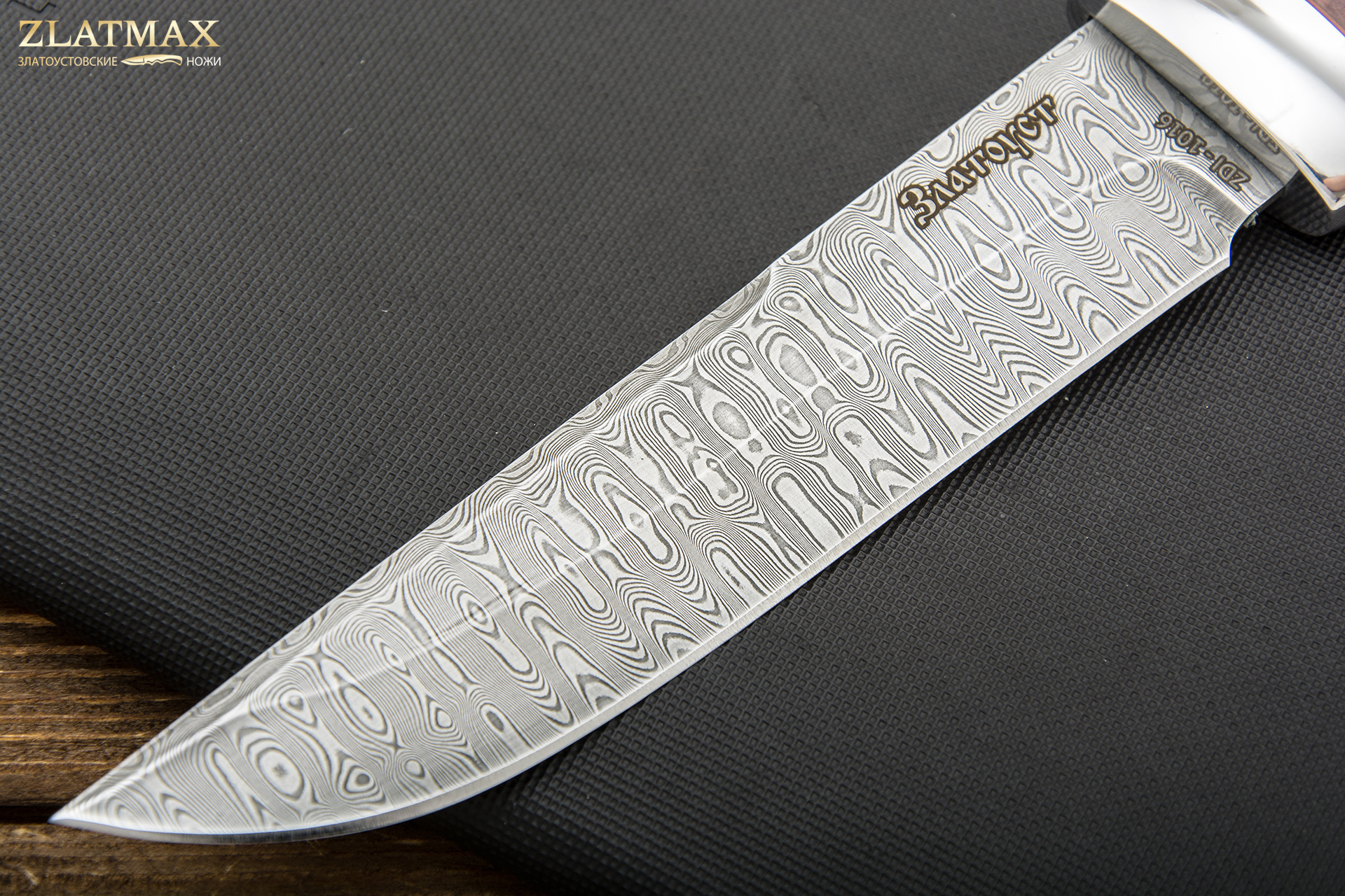 Нож Сайга (Дамаск ZDI-1016, Стабилизированный бук, Алюминий)