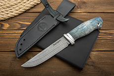 Ножи из дамаска ZDI-1016 купить в Красноярске: Нож Сайга (Дамаск ZDI-1016, Стабилизированная древесина, Алюминий)
