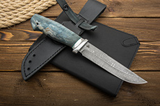 Нож Сайга (Дамаск ZDI-1016, Стабилизированная древесина, Алюминий)