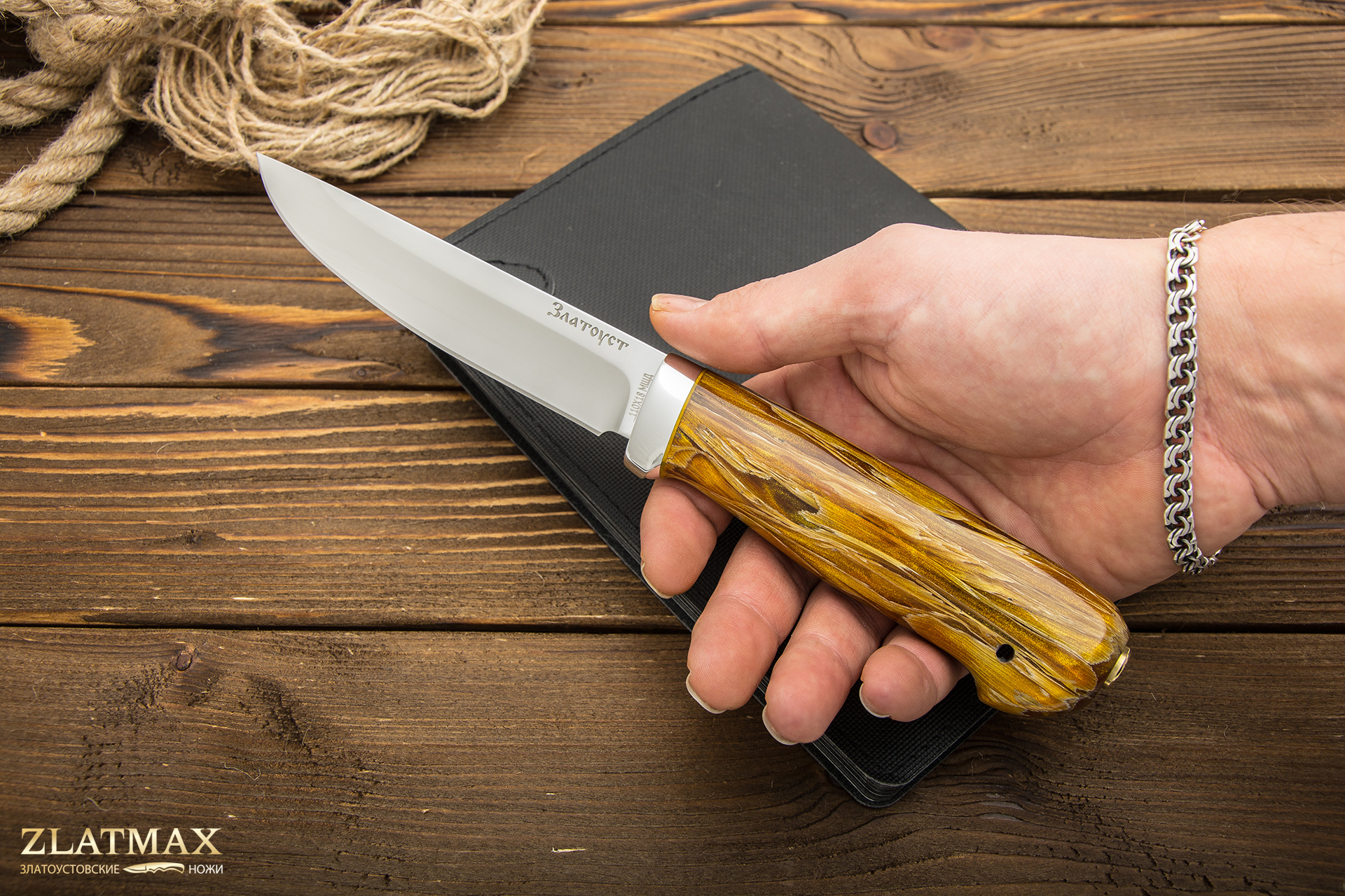 Нож Лесной (110Х18М-ШД, Композит кукуруза, Алюминий)