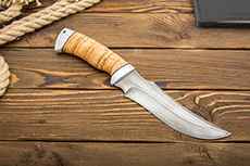 Нож Крюк (Х12МФ, Наборная береста, Алюминий)