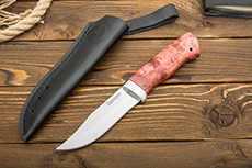 Нож Таежный малый (110Х18М-ШД, Стабилизированная карельская береза, Алюминий)