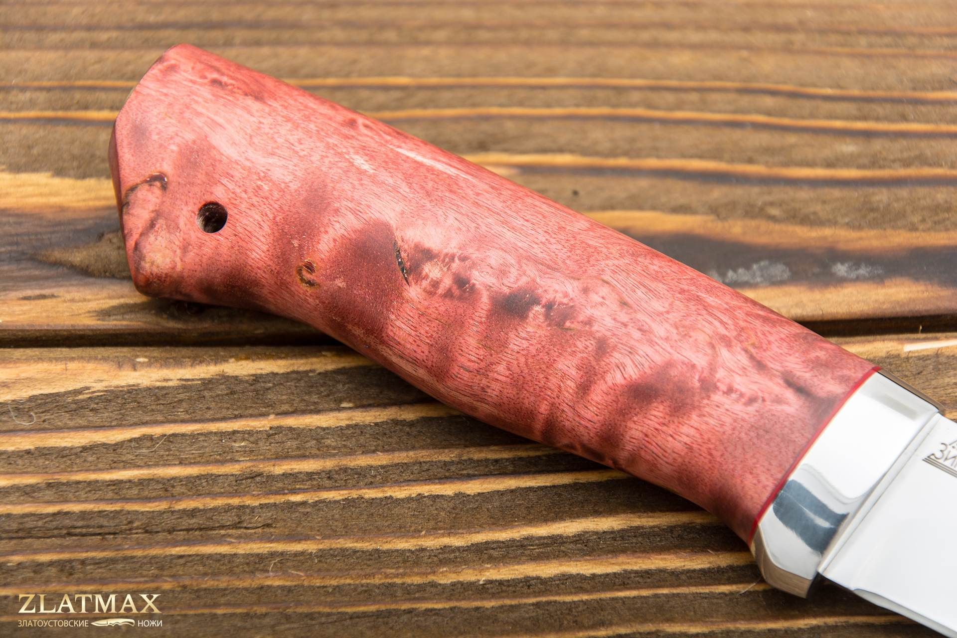 Нож Таежный малый (110Х18М-ШД, Стабилизированная карельская береза, Алюминий)