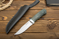 Нож Таежный малый (110Х18М-ШД, Стабилизированная карельская береза зеленая, Алюминий)