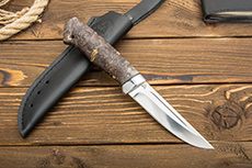 Нож Куница-2 (110Х18М-ШД, Стабилизированный кап клёна Коричневый, Алюминий)