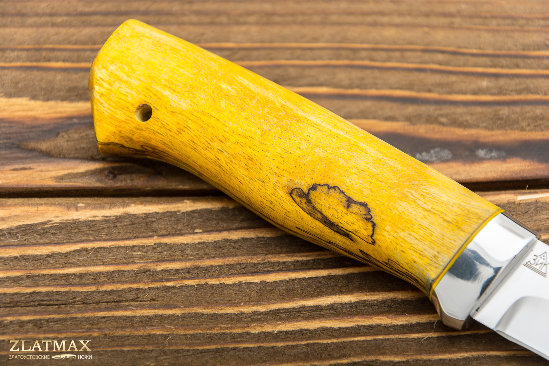 Нож Куница-2 (110Х18М-ШД, Стабилизированная древесина, Алюминий)