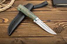 Нож Куница-2 (110Х18М-ШД, Стабилизированная карельская береза зеленая, Алюминий)