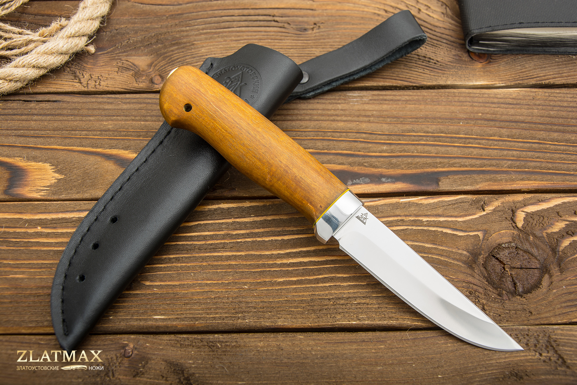 Нож Пустельга 2 (110Х18М-ШД, Стабилизированная карельская береза, Алюминий)