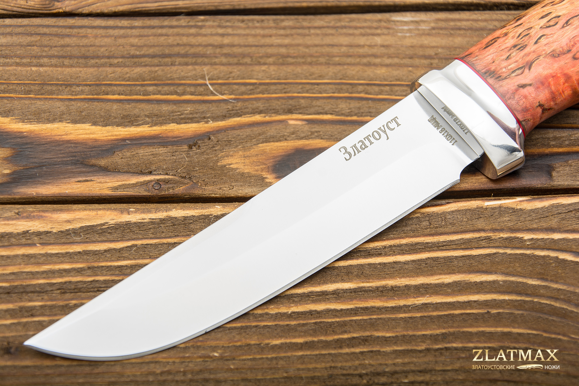 Нож Сайга (110Х18М-ШД, Стабилизированная карельская береза, Алюминий)