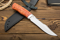 Нож Акела (110Х18М-ШД, Стабилизированная карельская береза, Алюминий)