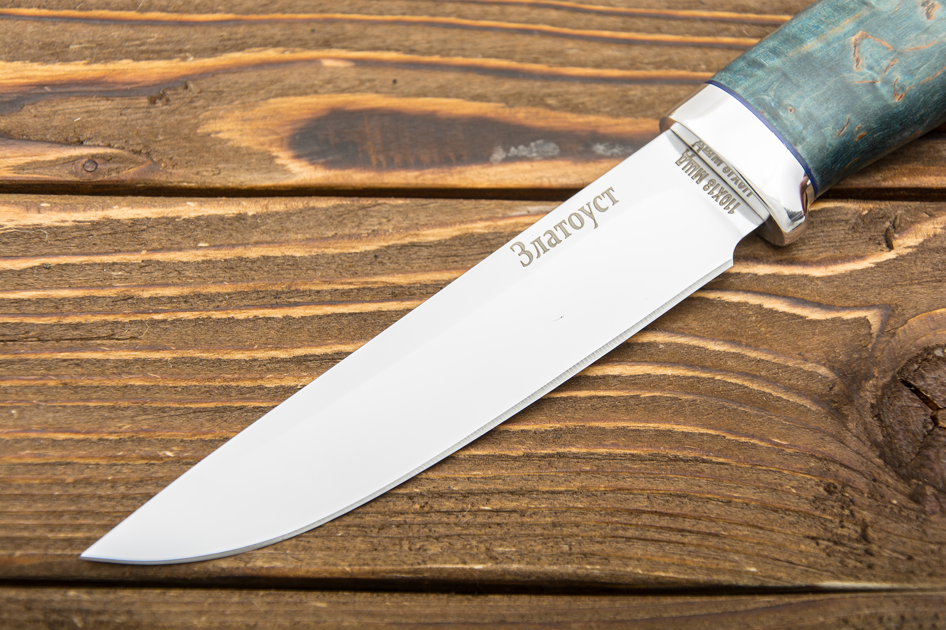 Нож Лесной (110Х18М-ШД, Стабилизированная карельская береза, Алюминий)