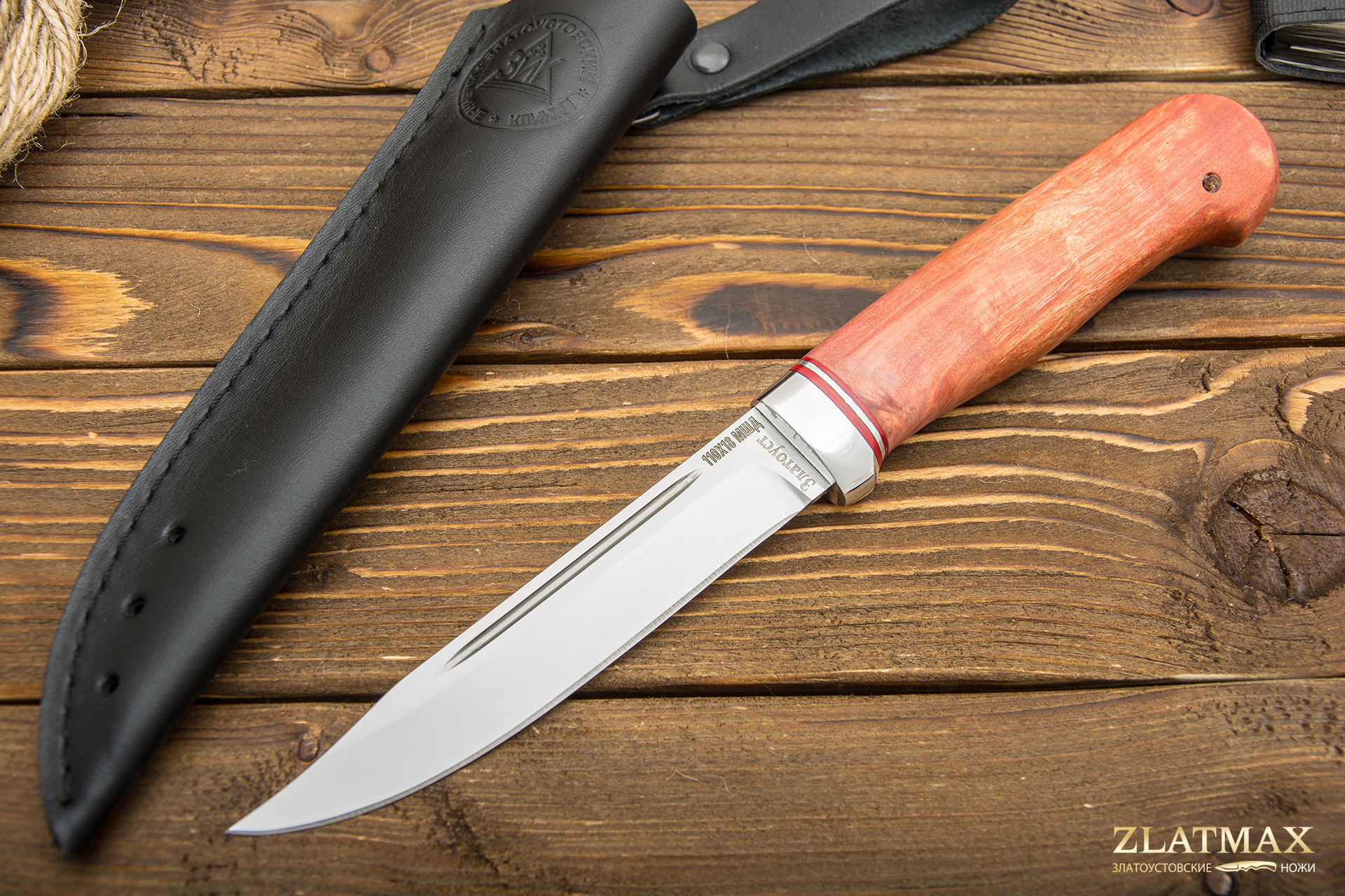 Нож Финка Тайга (110Х18М-ШД, Стабилизированная карельская береза, Алюминий)