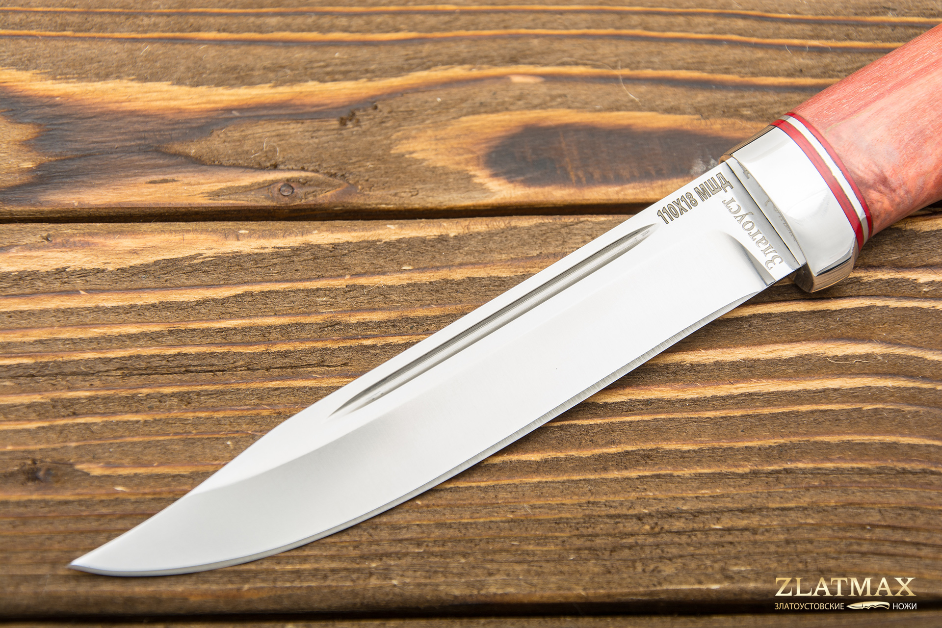 Нож Финка Тайга (110Х18М-ШД, Стабилизированная карельская береза, Алюминий)