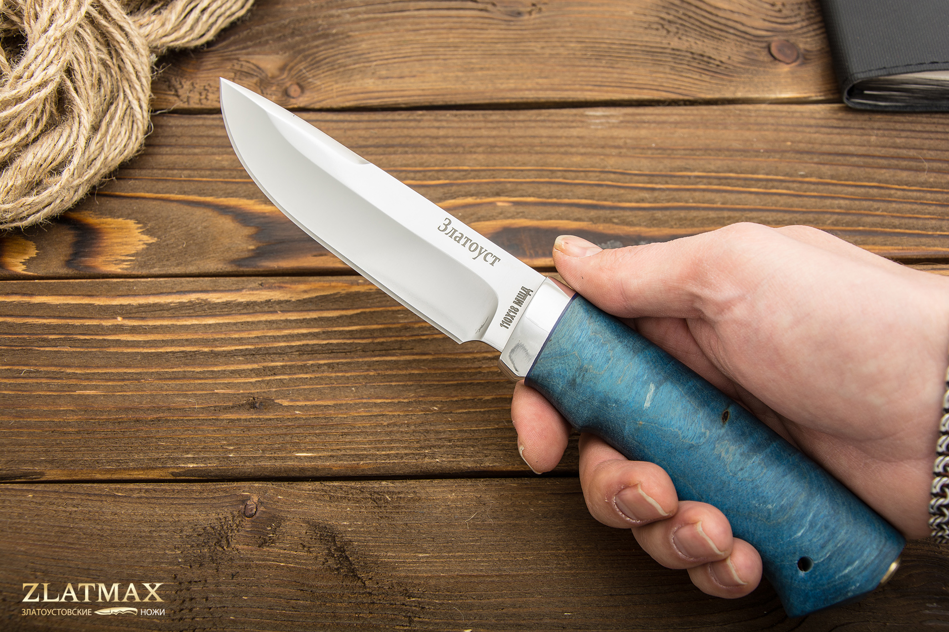 Нож Путный (110Х18М-ШД, Стабилизированная карельская береза, Алюминий)