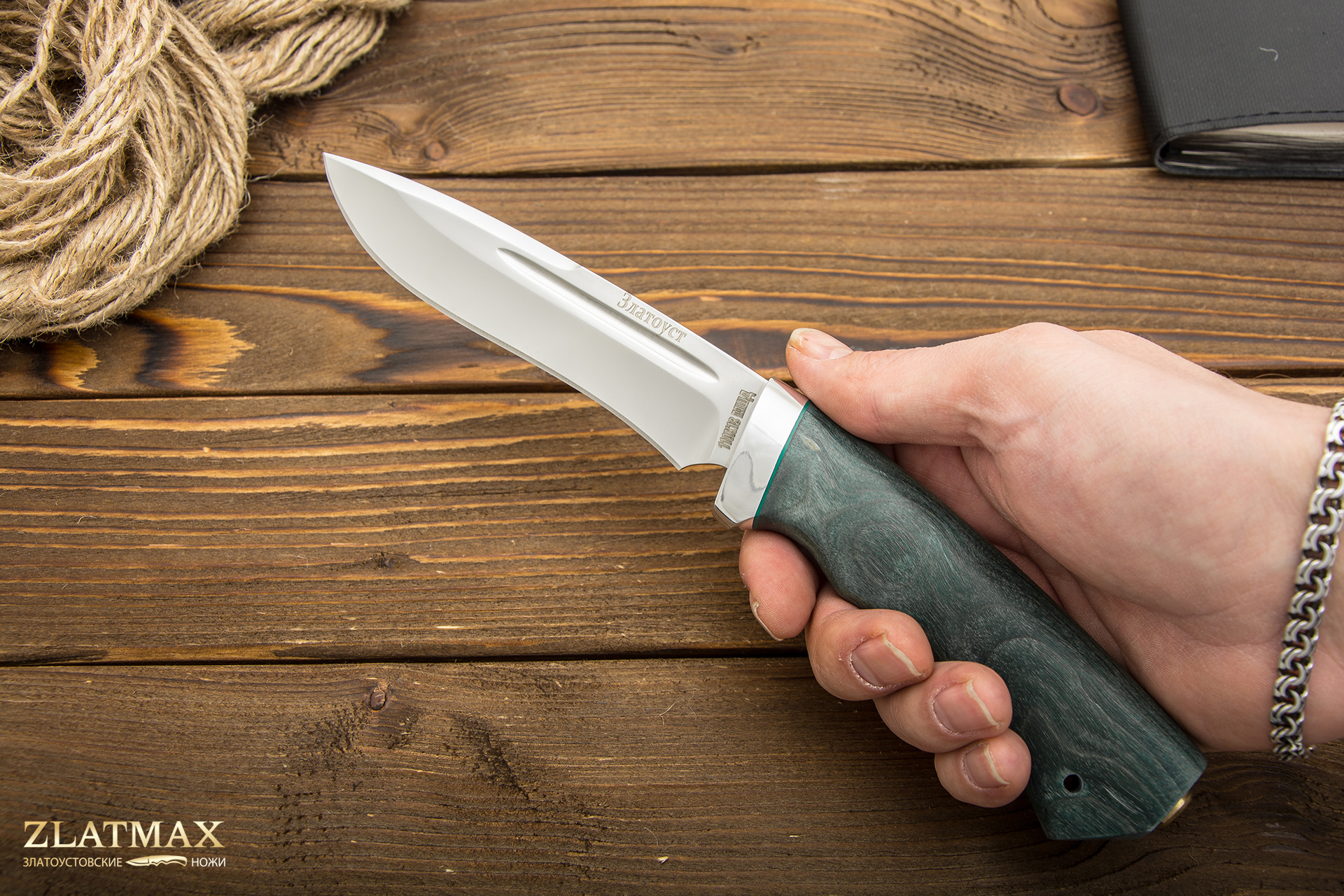 Нож Кондор-2 (110Х18М-ШД, Стабилизированная древесина, Алюминий)