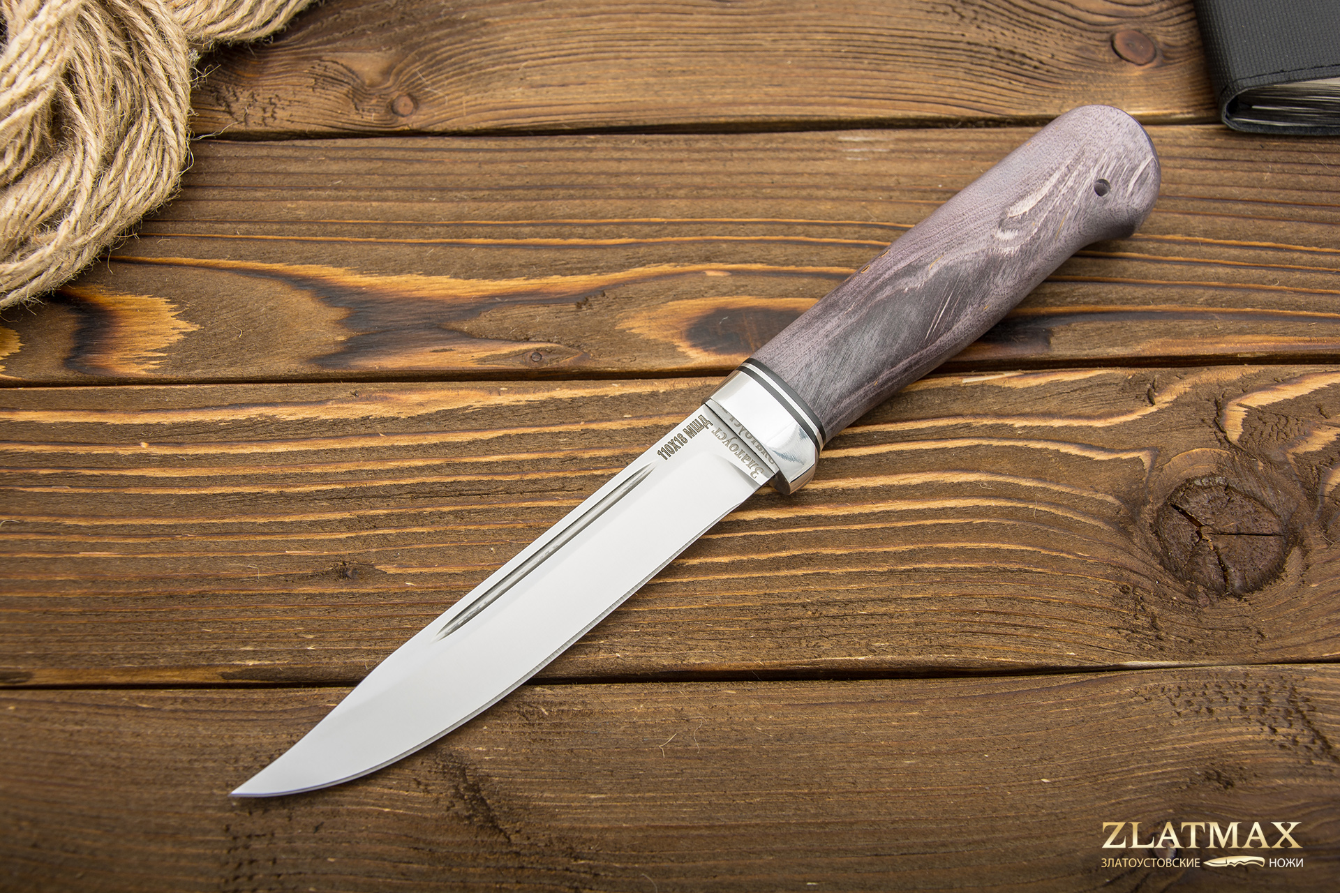 Нож Финка Тайга (110Х18М-ШД, Стабилизированная древесина, Алюминий)
