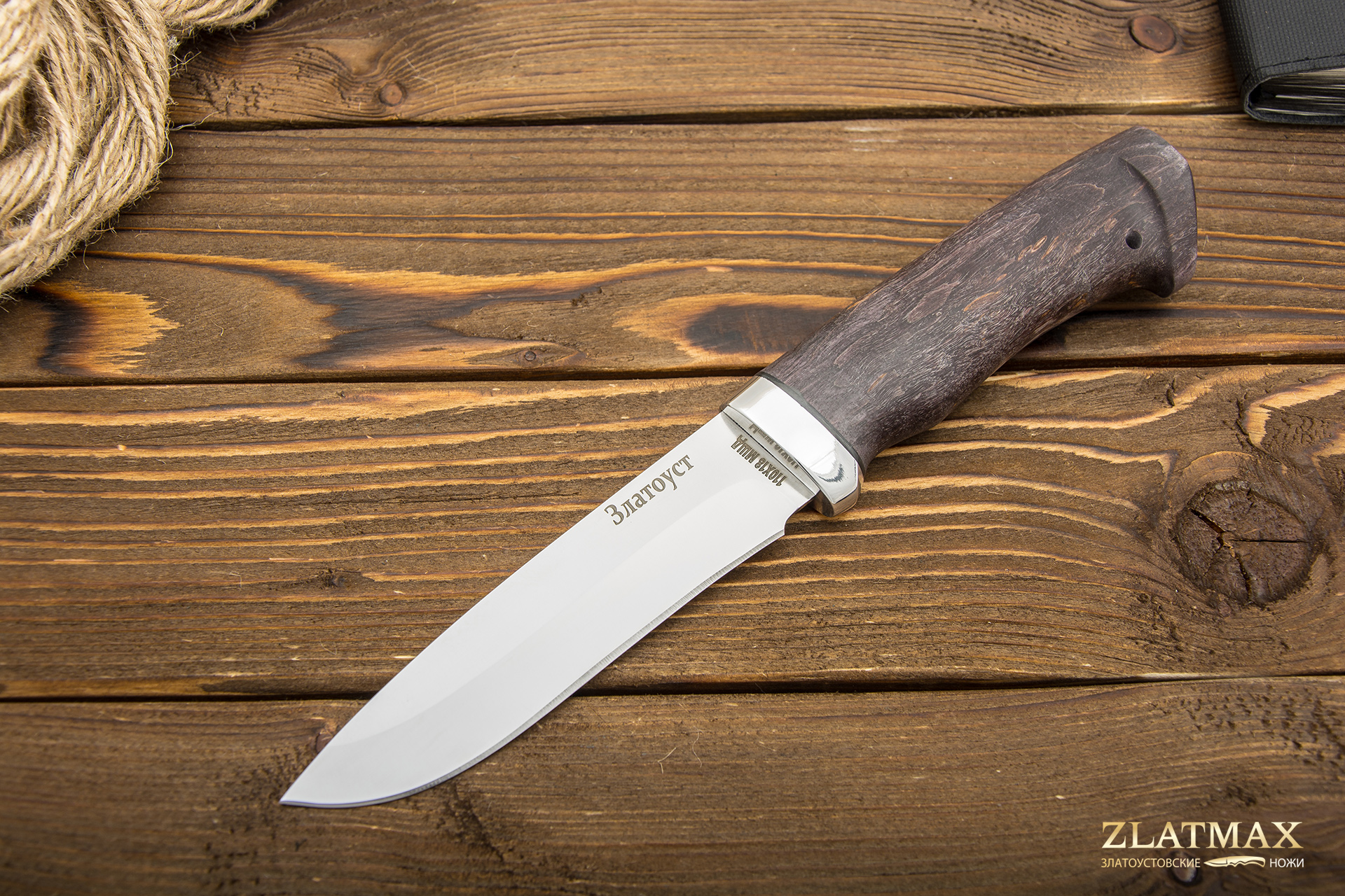 Нож Дуплет 2 (110Х18М-ШД, Стабилизированная карельская береза коричневая, Алюминий) фото-01