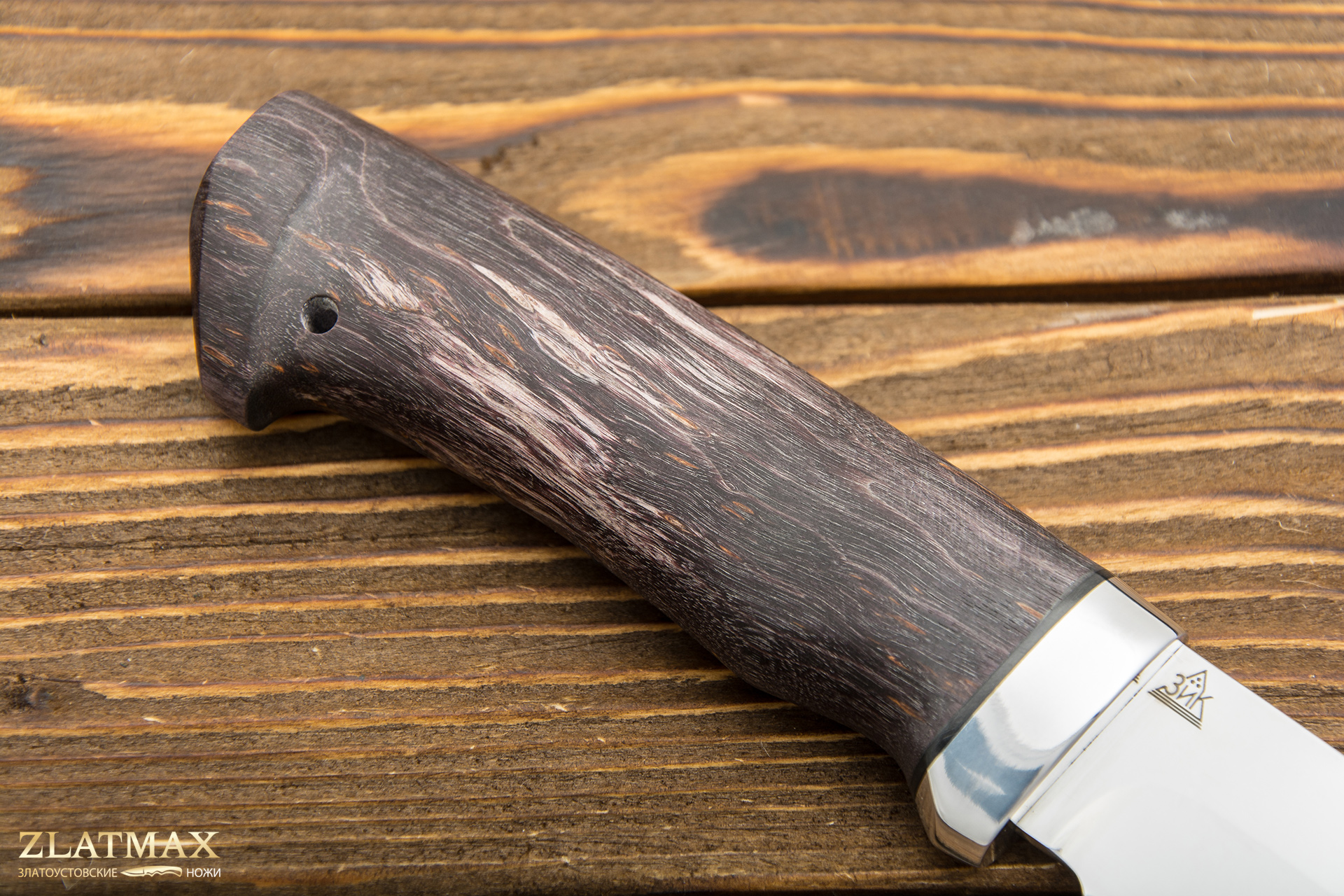Нож Дуплет 2 (110Х18М-ШД, Стабилизированная карельская береза коричневая, Алюминий)