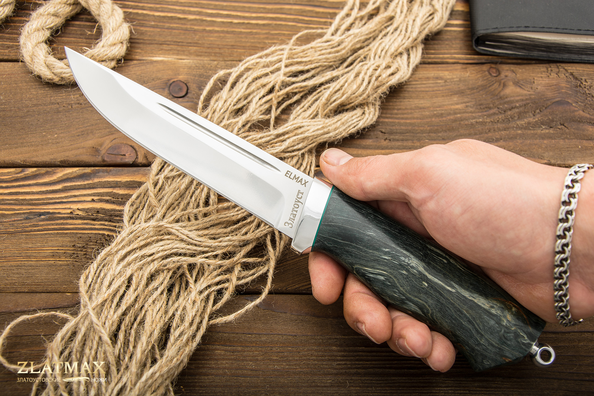 Нож Куница (ELMAX, Стабилизированная древесина, Алюминий)