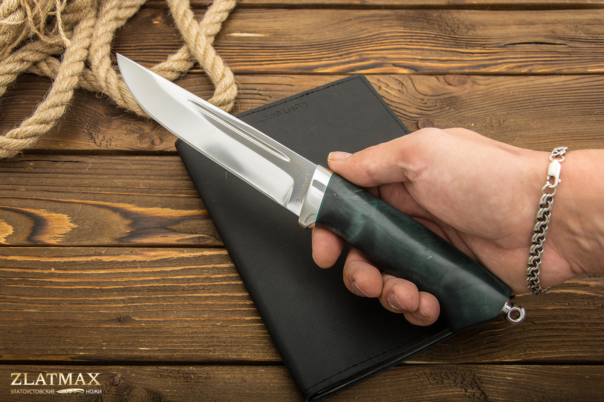 Нож Куница с формованными ножнами (ELMAX, Стабилизированная древесина, Алюминий)