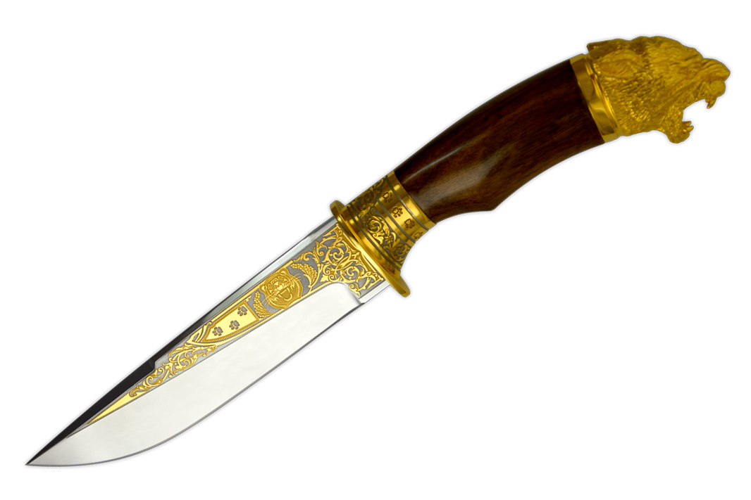 Нож «Кузюк» украшенный золотом фото-01