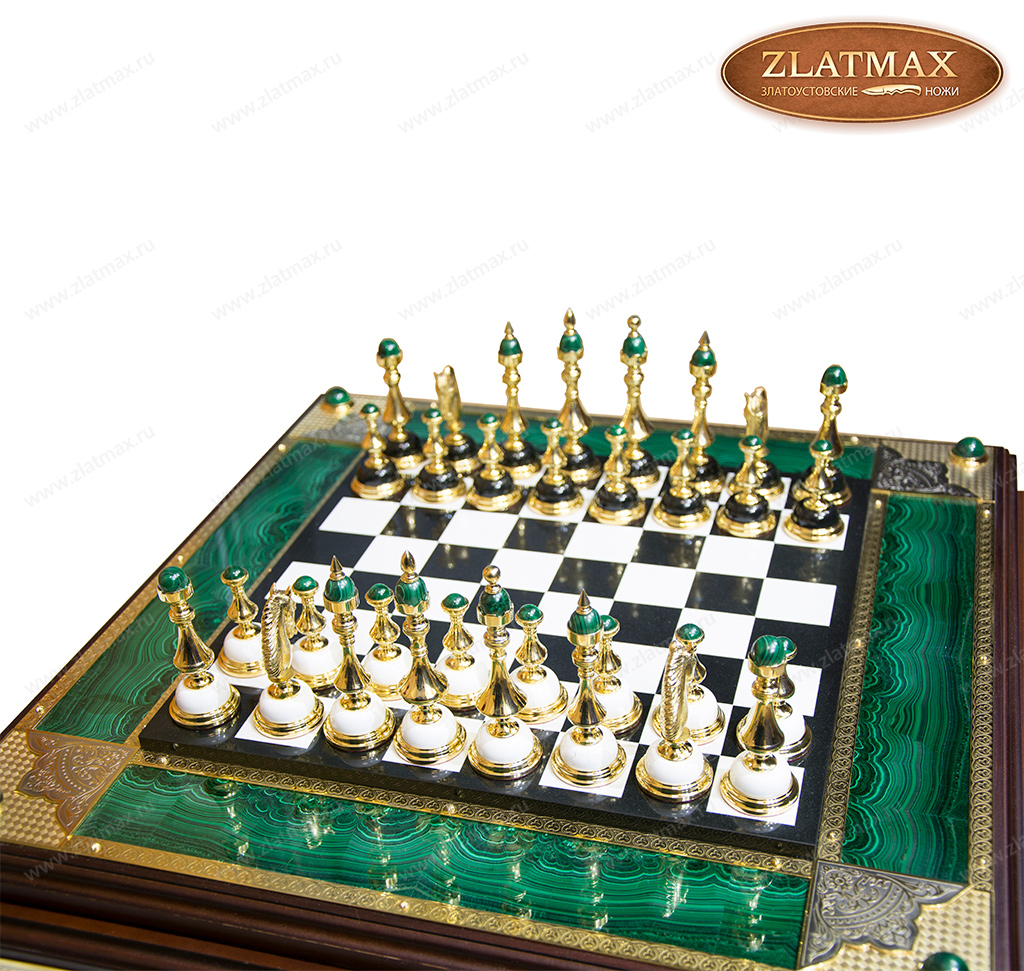Шахматы подарочные «Малахитовый ларец»